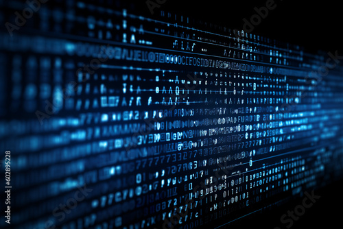 Digital binary encrypted code matrix background - data binary code network connectivity © Ployker