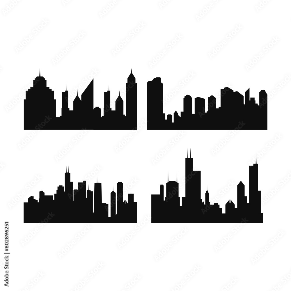 City Silhouettes Collection For Templates Design Elements