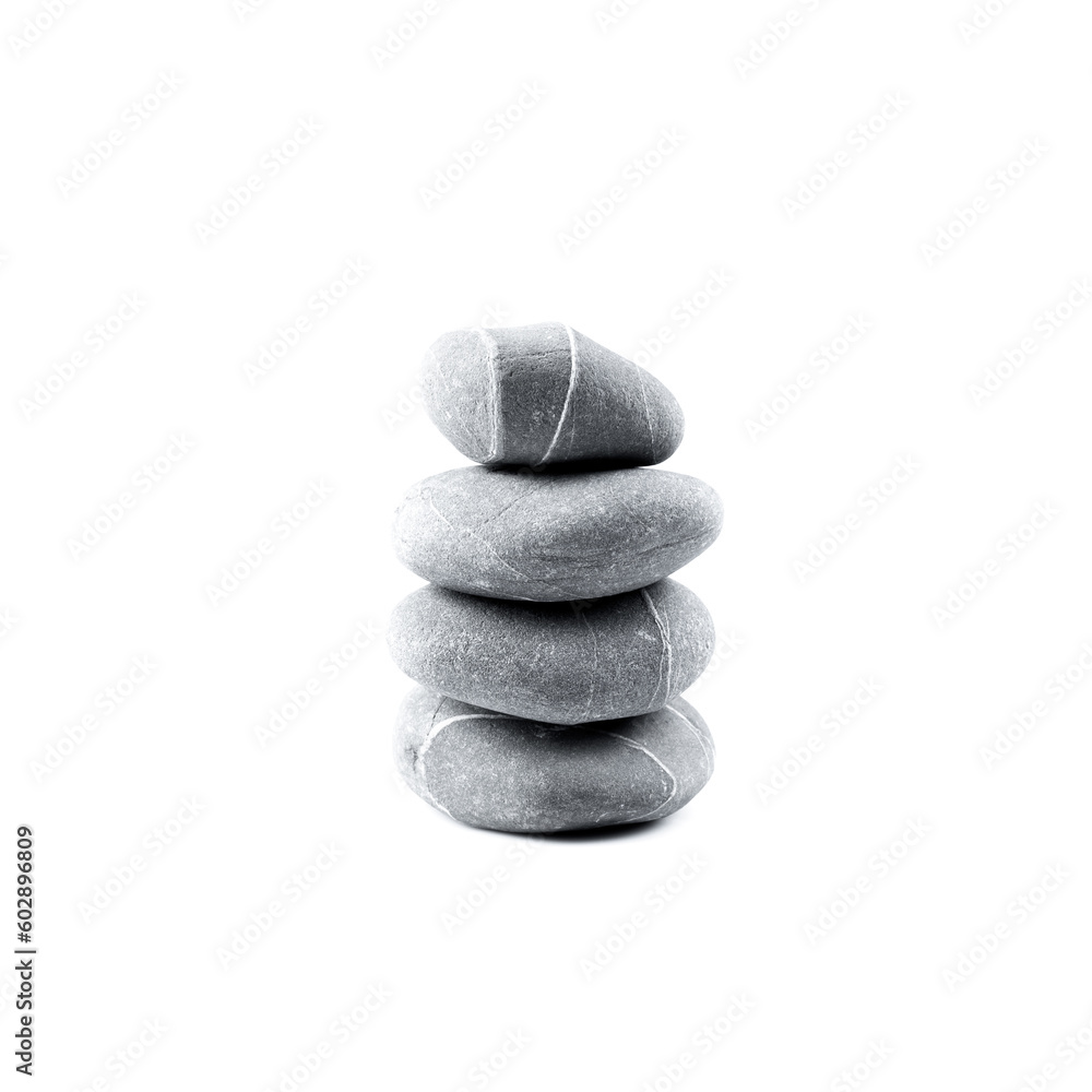 Pyramid of stones over white