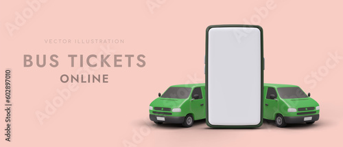 Buying bus tickets online. Group passenger transportation. Selection of optimal tour, place, conditions. Application for booking tickets for different numbers of people. Modern way to organize trip