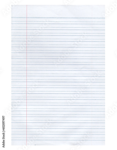 Blank school notebook paper