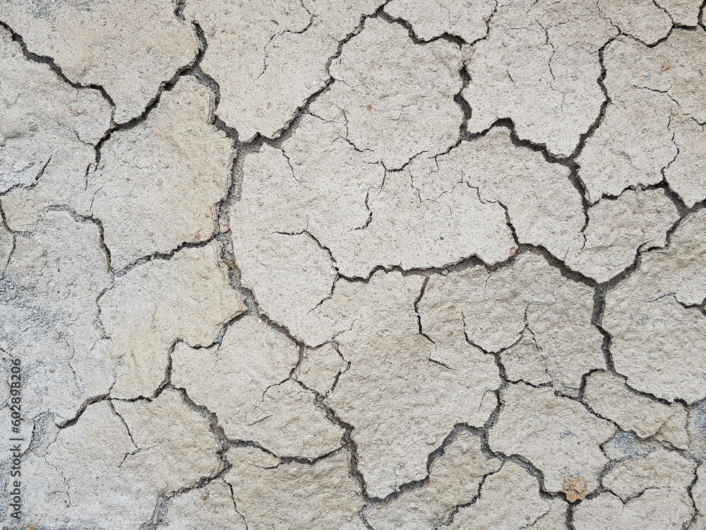 Cracks in dry muddy ground