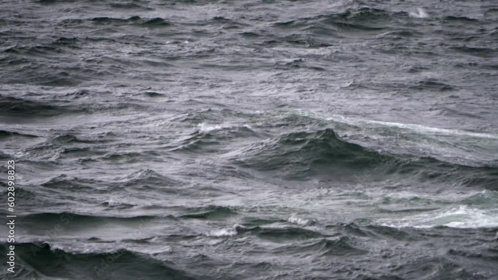 Frame Fill of Stormy Ocean Waves on an Overcast Day, Slow Motion. Frame Fill of Stormy Ocean Waves on an Overcast Day, Slow Motion.