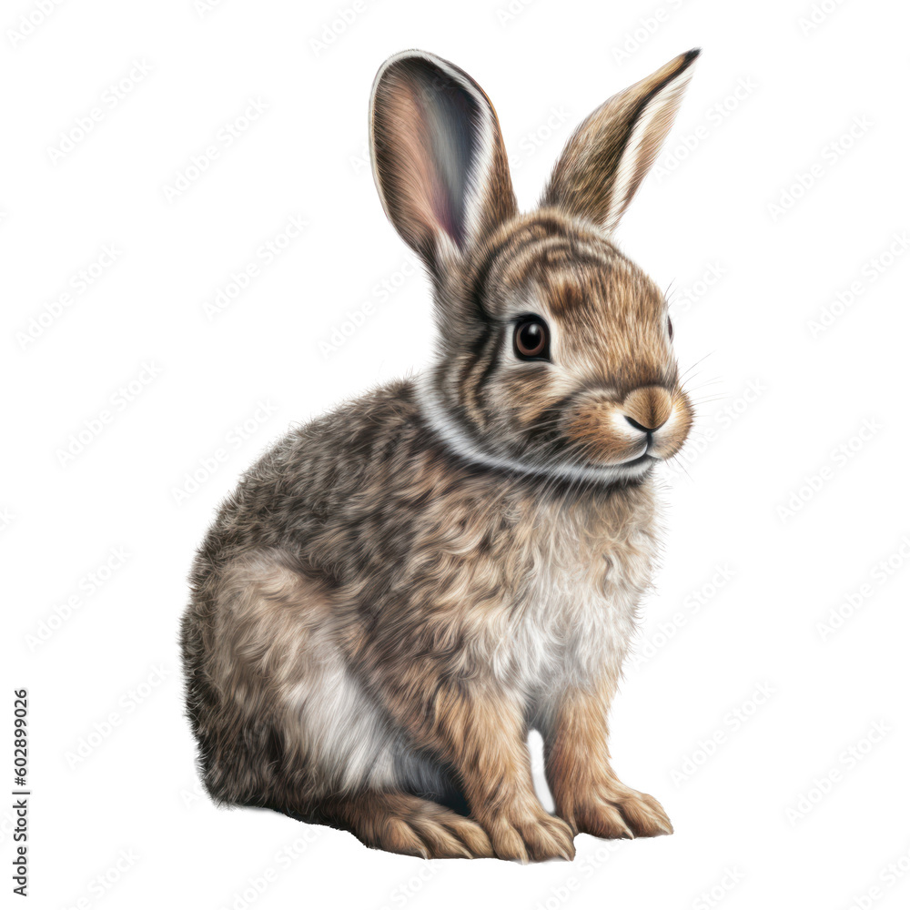 Uroczy mały królik, Ilustracja bez tła, png, wygenerowane przez AI - obrazy, fototapety, plakaty 