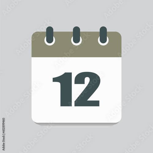 Vector icon calendar day number 12, 12th day month