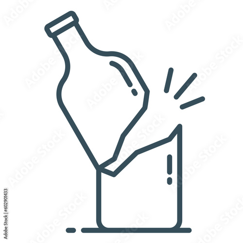 Fragile glassware icon with broken bottle