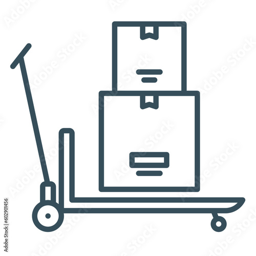Icon use pallet truck to carry goods boxes