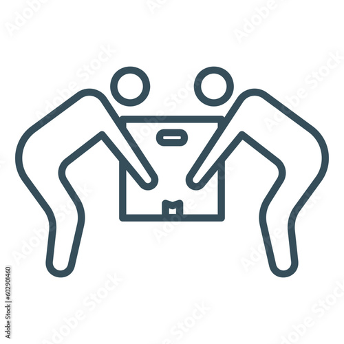 Two person lifting box icon