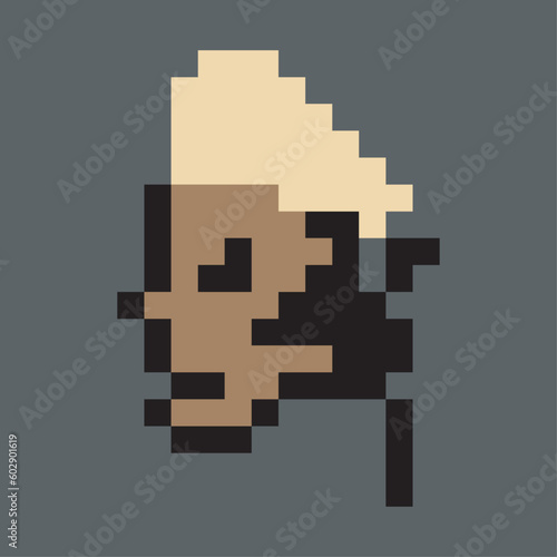 Black Man Face Abstract Character for Avatar white hair. NFT avatar Pixel style. Crypto guy NFT token. Face character. Non-fungible token. Vector