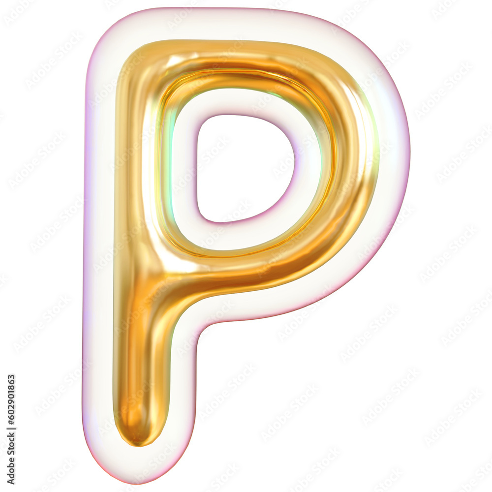 Fototapeta premium Alphabet Letter P Gold 3d modern font