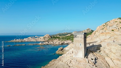 A Solitary Observer  Majestic Capu di Fenu Lighthouse Perched atop Rugged Cliffs Overlooking the Boundless Ocean  Capturing the both Human Ingenuity and Raw Nature s Power in Bonifacio  Corsica