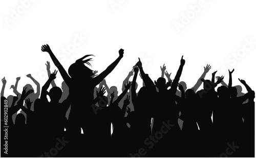 Cheering crowd at a concert. People raising hand at the concert 