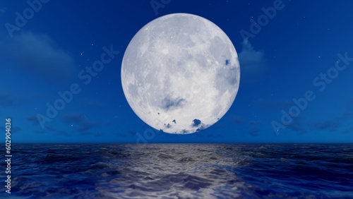 The rising moon at sea