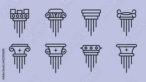 set of logo pillar line art minimalist vector illustration design