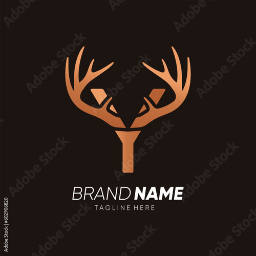 Letter Y Deer Antlers Logo Design Vector Icon Graphic Illustration Background Template