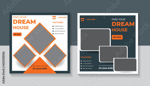 Modern Home sale Social media post banner, Real estate home sale social media post.

