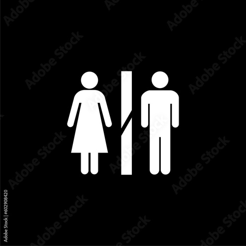 WC sign toilet icon  isolated on black background