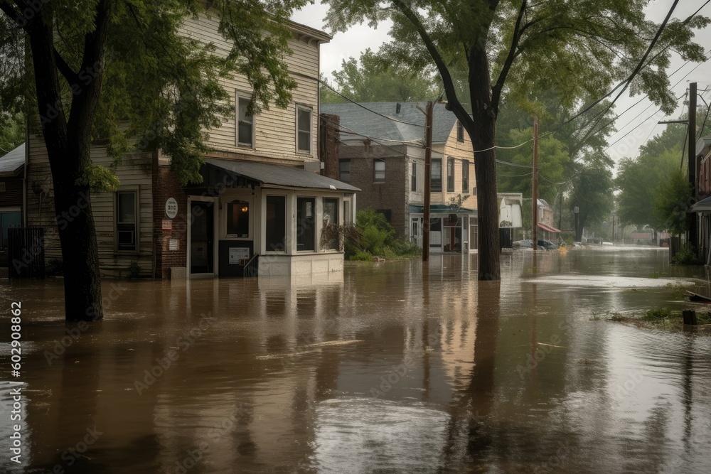 Obraz premium Raging Waters: Striking Photo Illustrating the Destructive Force of Flooding