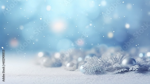 Winterlicher Hintergrund, Schnee, Licht, funkeln, Bokeh, generative AI, Weihnachten, Dekoration © Sönke Hayen