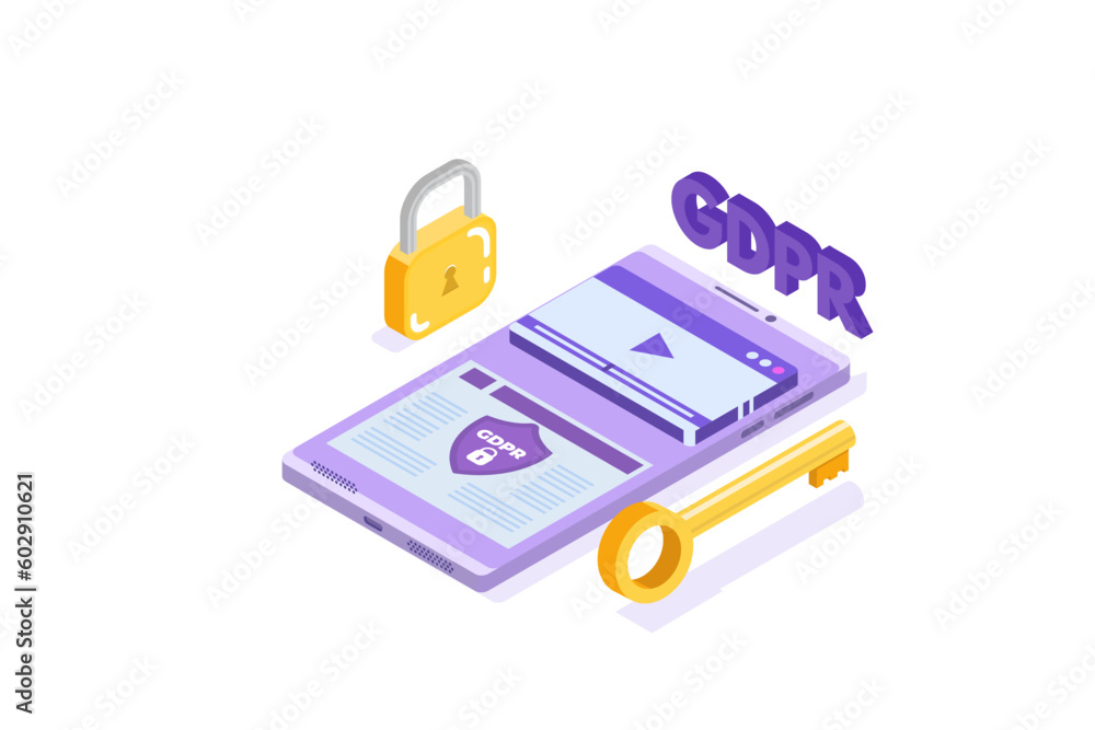General Data Protection Regulation - GDPR isometric concept. Vector illustration. General Data Protection Regulation - GDPR isometric concept. Vector illustration.