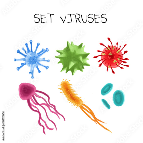 set of virus illustration