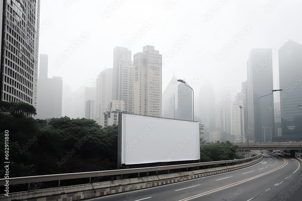 Fototapeta premium A Blank Billboard Banner for Your Advertising Needs. AI Generated.