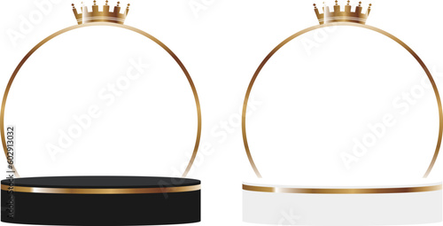 高級感のある王冠とライン入りの台座2種セット　ゴールド