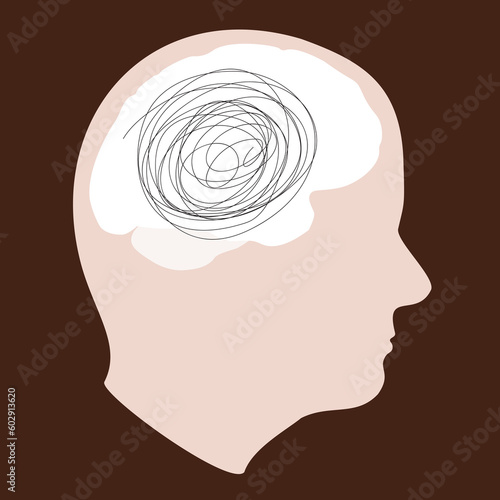 simple vector illustration head with brains abstract