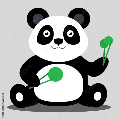 Fototapeta Naklejka Na Ścianę i Meble -  Simple vector illustration panda with food