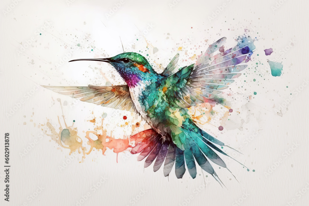 Obraz premium hummingbird in aquarelle style, ai generated