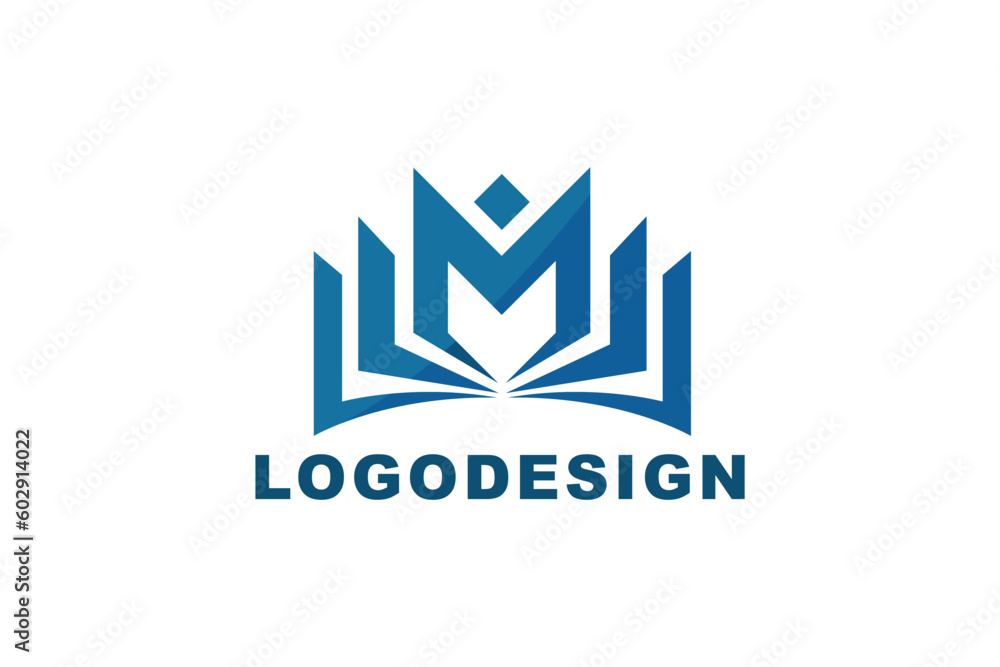 letter M logo design in luxury and geometric design concept
