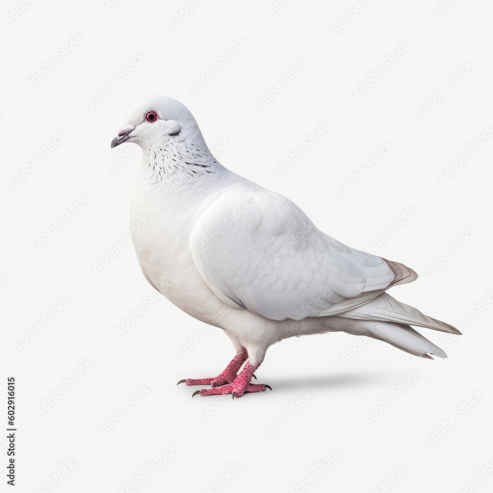 White dove isolated on a white background. side view. generative AI White dove isolated on a white background. side view. generative AI