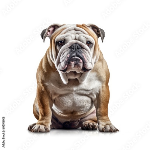 puppy of english bulldog sitting isolated on white background © matteo