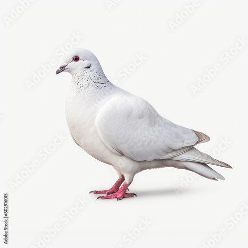 White dove isolated on a white background. side view. generative AI