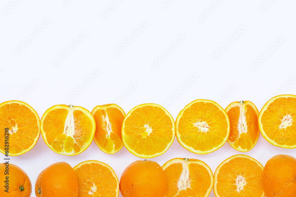 Orange fruit on white background. Orange fruit on white background.