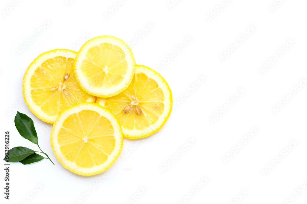 Fresh lemon slices isolated on white