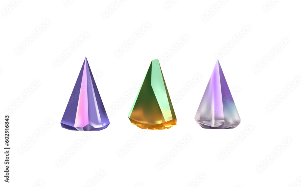 A collection of images of diamonds of various geometric shapes, colors and sizes.Glass shiny crystals with different shades reflecting light.Vector realistic set of glow gemstone or colorful ice. A collection of images of diamonds of various geometric shapes, colors and sizes.Glass shiny crystals with different shades reflecting light.Vector realistic set of glow gemstone or colorful ice.