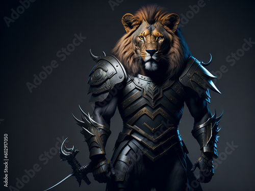 lion king with full armor and weapon