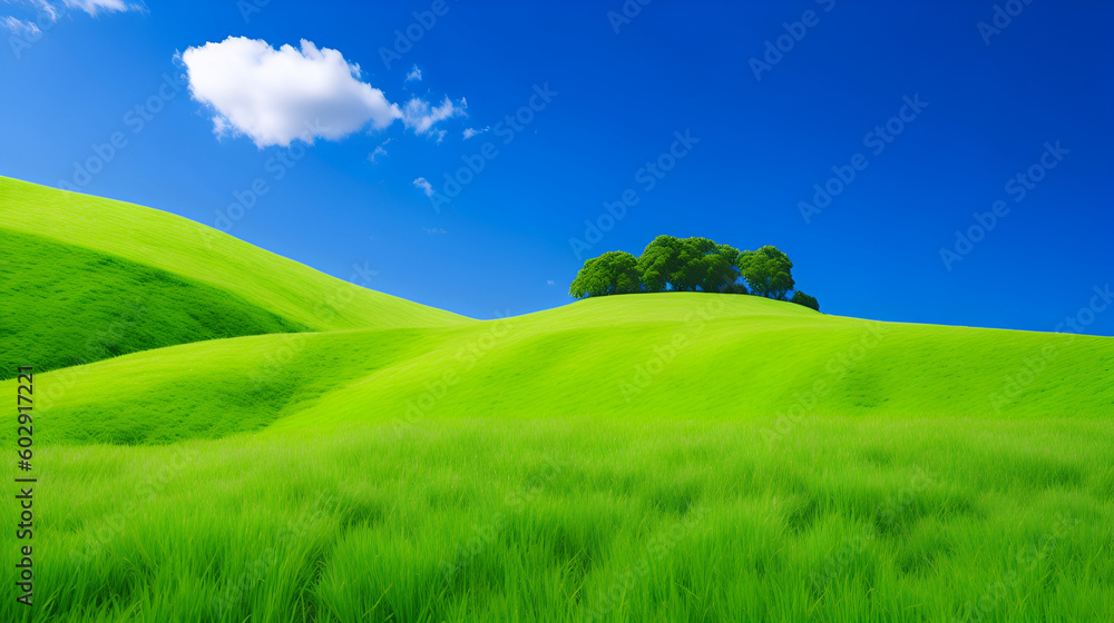 Fototapeta premium landscape with green grass and sky