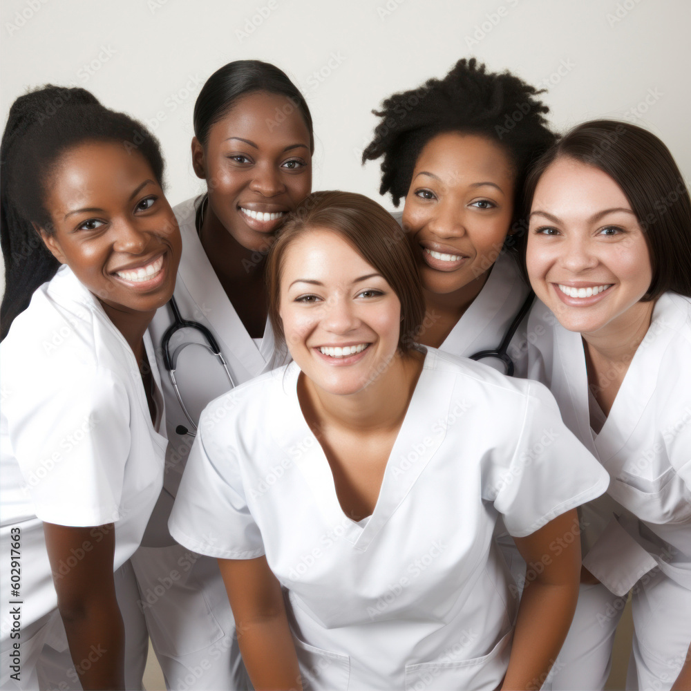laughing female nurses isolated on white laughing female nurses isolated on white