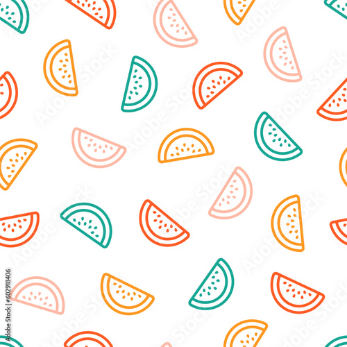 Seamless pattern with colorful watermelon slice