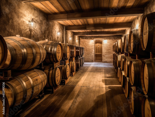 Interior of the Balbas winery, one of the pioneer wines in the Ribera del Duero appellation of origin wine region in Burgos Spain Europe Generative AI photo