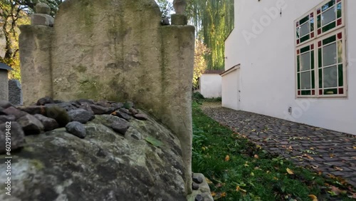 The ancient jewish cemetery in the Kazimierz neighborhood of Krakow, a bright day photo