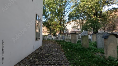The ancient jewish cemetery in the Kazimierz neighborhood of Krakow, a bright day