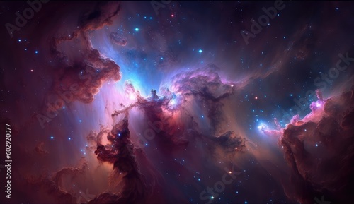 Beautiful space and nebula background made with generative ai