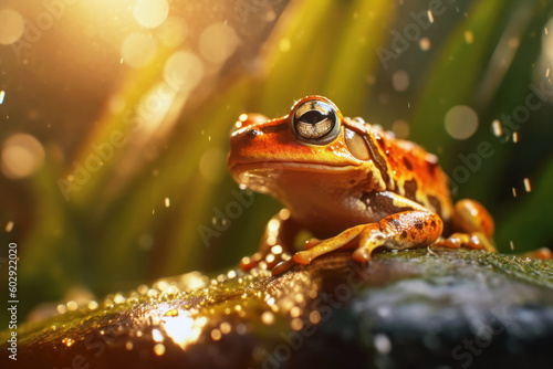 Frog tree close up wet rain forest generative ai