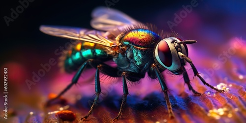 AI Generated. AI Generative. Creepy spooky insect fly photo realistic illustration. Graphic Art © AkimD