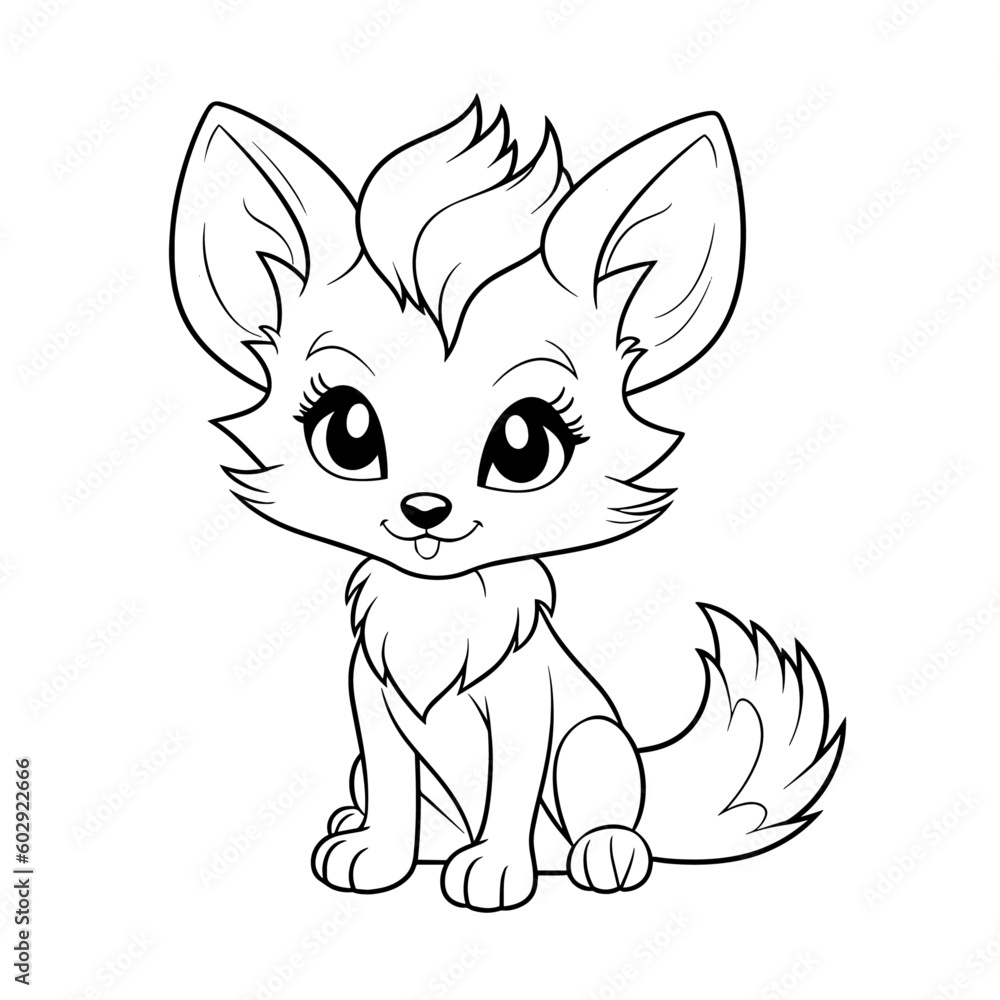 Fototapeta premium Children's Coloring Book Cute Fox 