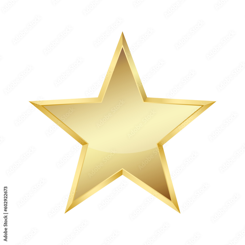Realistic golden star on white background. Golden emblem of victory. Symbol of best and winner.Vector illustration Realistic golden star on white background. Golden emblem of victory. Symbol of best and winner.Vector illustration