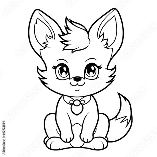 Children's Coloring Book Cute Fox 